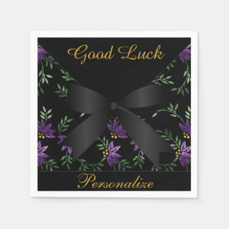 Elegant Purple Glitter Floral Napkin
