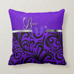 Elegant Purple Glitter Love Cushion