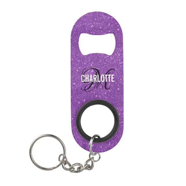 Elegant purple glitter monogram name  (Front)