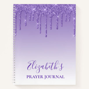 Elegant Purple Glitter Prayer Journal Notebook