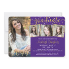 Elegant Purple Gold 4 Photo Confetti Graduate 