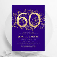 Elegant Purple Gold 60th Birthday