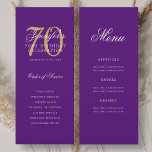 Elegant Purple Gold 70th Birthday Program Menu<br><div class="desc">Elegant "Birthday Party Program" design with a sophisticated script typography w/ custom text.</div>
