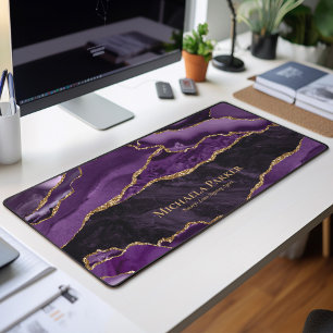 Elegant Purple Gold Agate Geode Business Desk Mat