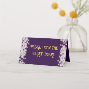 Elegant Purple Gold Boho Quinceañera Spanish Place Card