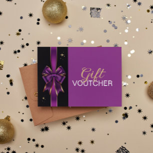 Elegant Purple & Gold Bow Gift Voucher 
