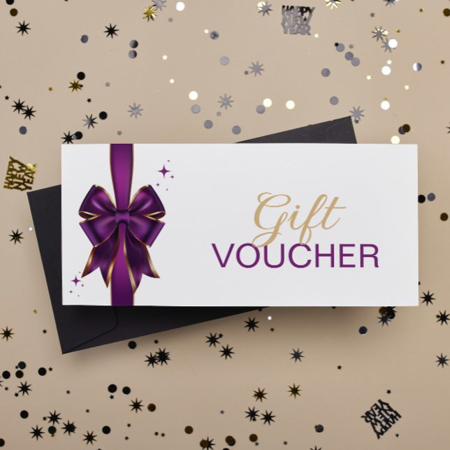 Elegant Purple & Gold Bow Gift Voucher (Creator Uploaded)