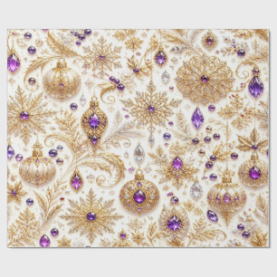 Elegant Purple Gold Christmas Ornament Wrapping Pa Paper