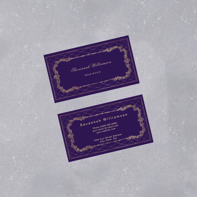 Elegant Purple Gold Customisable  Business Card (Creator Uploaded)