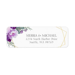 Elegant Purple & Gold Floral Return Address Label