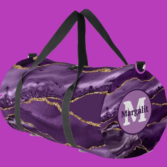 Elegant Purple Gold Glitter Agate Large Duffel Bag (Creator Uploaded)