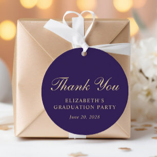 Elegant Purple Gold Graduation Party Thank You Favour Tags