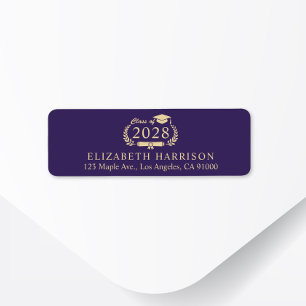 Elegant Purple Gold Graduation Return Address Label