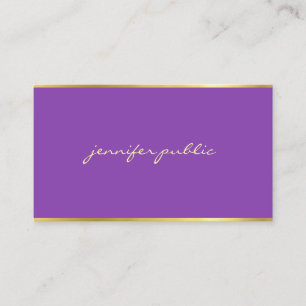 Elegant Purple Gold Hand Script Artistic Elite Business Card