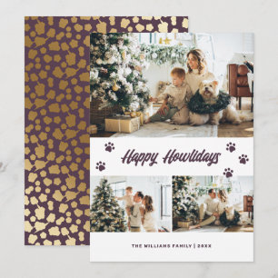 Elegant Purple Gold Happy Howlidays Photo Holiday Card
