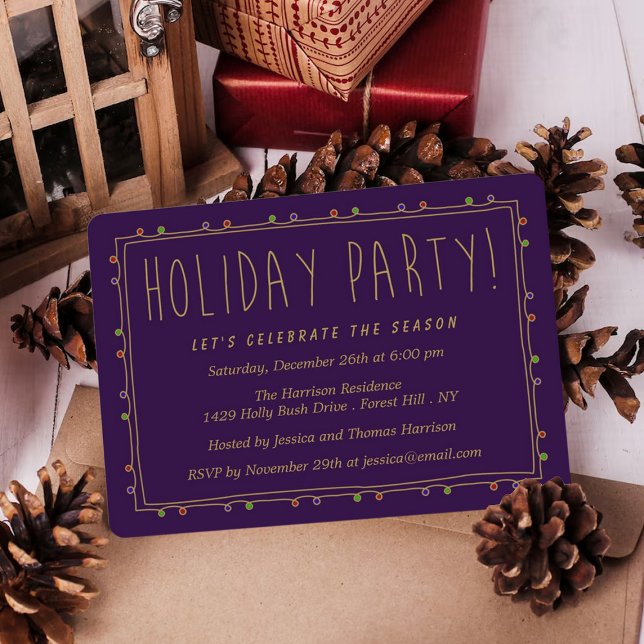 Elegant Purple & Gold Holiday Party Invitation (Creator Uploaded)