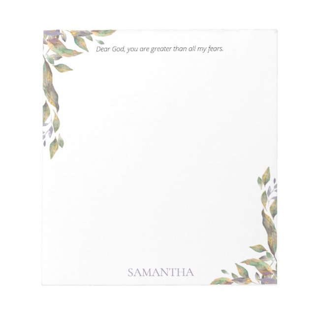 Elegant Purple Gold Leaves & Prayer Custom Notepad (Front)