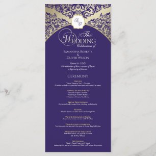 Elegant Purple & Gold Monogram Wedding Program