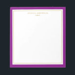 Elegant Purple Gold Personalized Notepad<br><div class="desc">This notepad features elegant and minimalist thick purple border and thin gold border. Personalize it with your name or company name.</div>