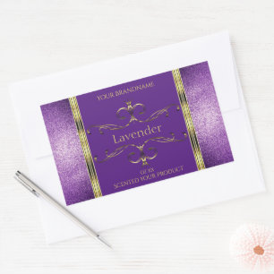 Elegant Purple Gold Product Labels Glitter Borders