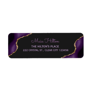 Elegant Purple Gold Return Address Label