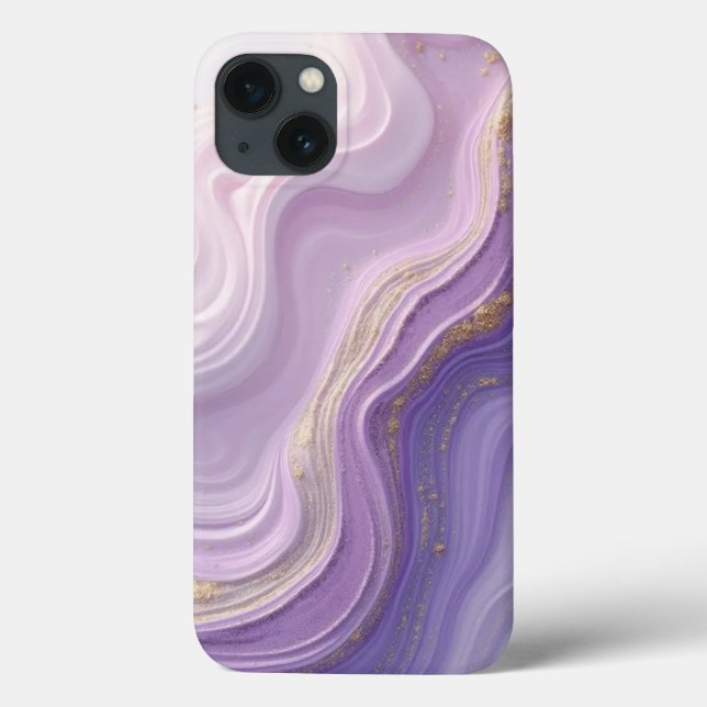 Elegant Purple & Gold Waves iPhone 13 Case – Dream (Back)