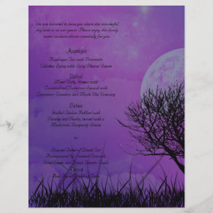Elegant Purple Gothic Night Posh Wedding Menu