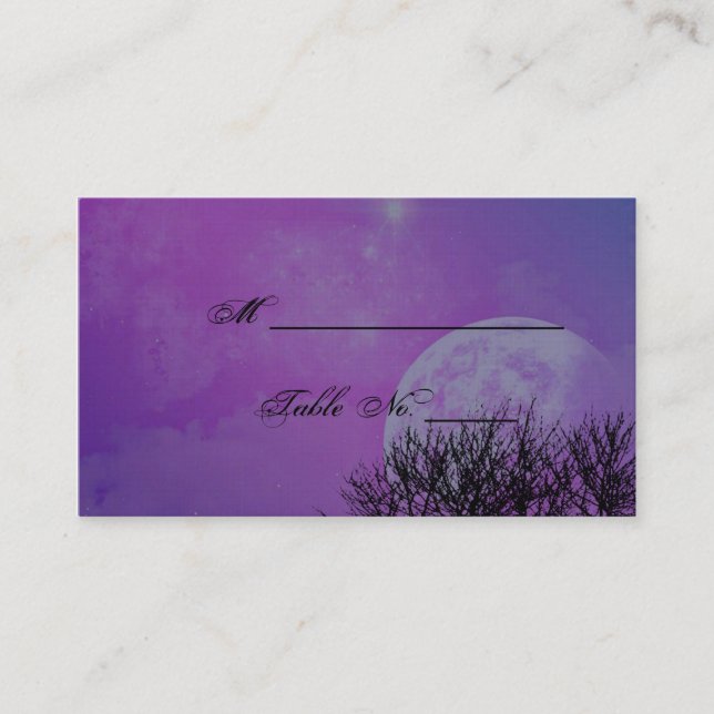 Elegant Purple Gothic Posh Wedding Place Cards (Front)