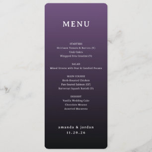 Elegant Purple Gradient Wedding Menu