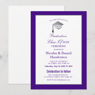 Elegant purple graduation ceremony invitation
