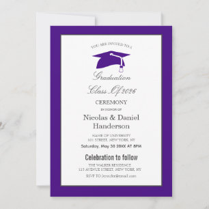 Elegant purple graduation ceremony invitation