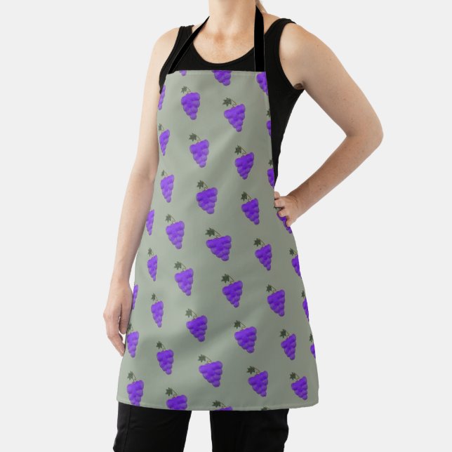 Elegant Purple Grapes Sketch Apron (Insitu)