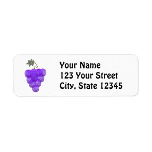 Elegant Purple Grapes Sketch Return Address Label