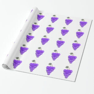 Elegant Purple Grapes Sketch Wrapping Paper