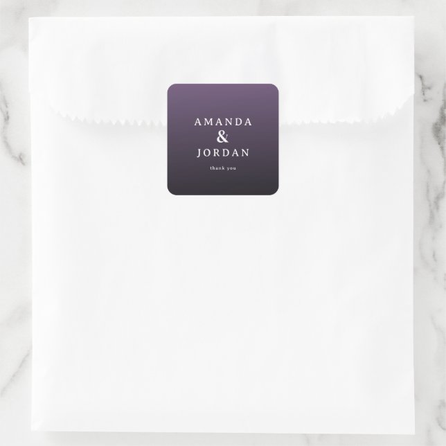 Elegant Purple Gratitude Card Square Sticker (Bag)