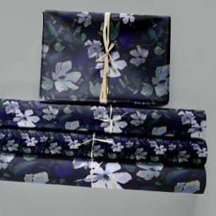 Elegant Purple Green Floral Decoupage Gift Wrapping Paper Sheet