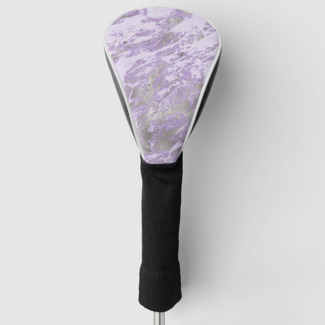 Elegant Purple Grey Abstract Chic Pattern Golf Head Cover (Front)
