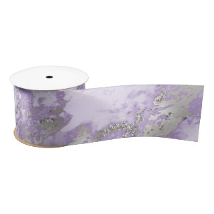 Elegant Purple Grey Abstract Chic Pattern Satin Ribbon