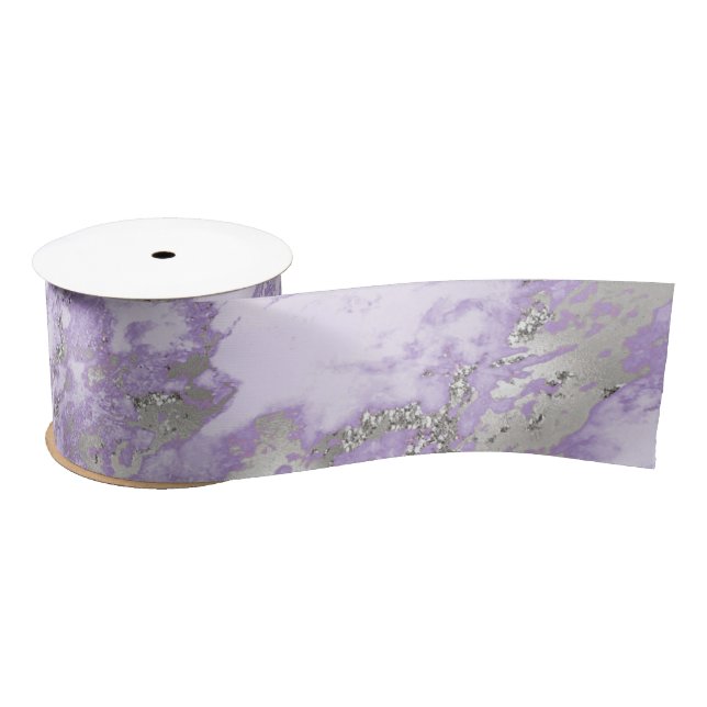Elegant Purple Grey Abstract Chic Pattern Satin Ribbon (Spool)