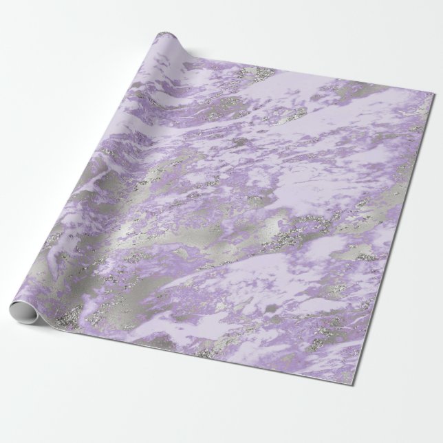 Elegant Purple Grey Abstract Chic Pattern Wrapping Paper (Unrolled)