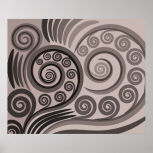 Elegant Purple-Grey Fern-Frond Curls Poster