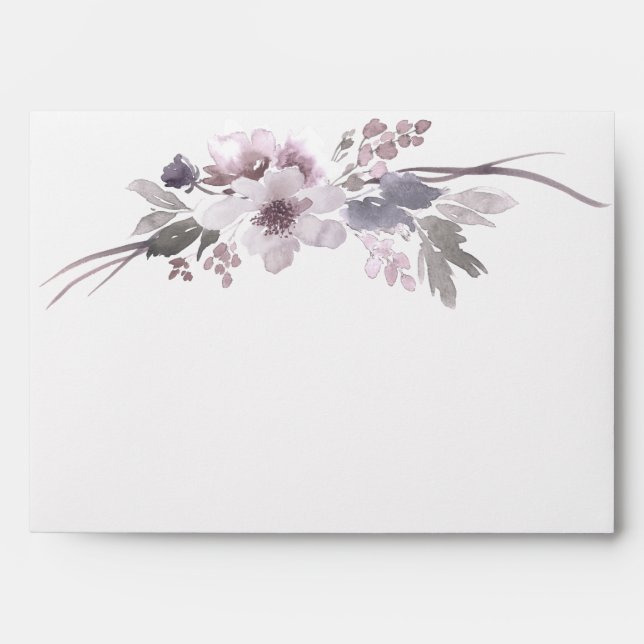 Elegant Purple Grey Winter Floral Envelope (Front)