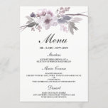 Elegant Purple Grey Winter Floral Wedding Menu<br><div class="desc">Elegant Purple Grey Winter Floral Wedding Menu
Matching collection in Niche and Nest store.</div>