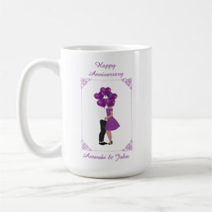 Elegant Purple Happy Anniversary Personalised Mug