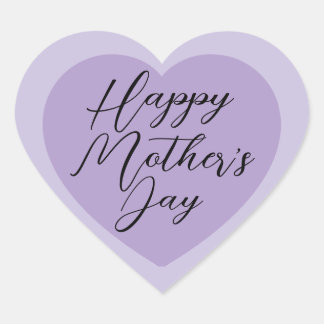 Elegant Purple Happy Mother's Day Heart Sticker