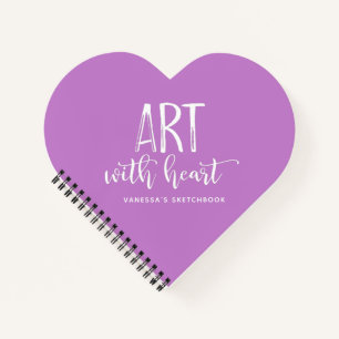 Elegant Purple Heart Monogram Artist Sketchbook Notebook