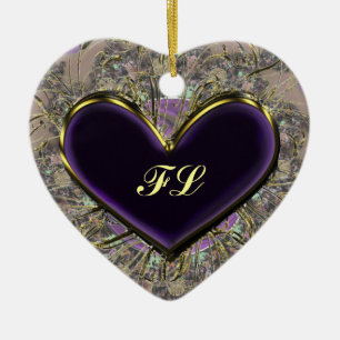 Elegant Purple Heart Monogrammed Ornament