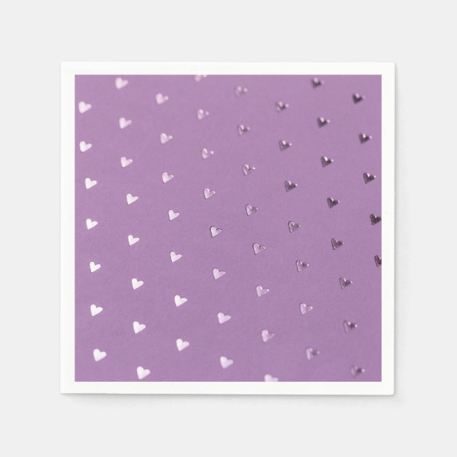 Elegant Purple Heart Paper Napkins (Front)