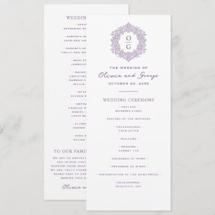 Elegant Purple Heirloom Wedding Program