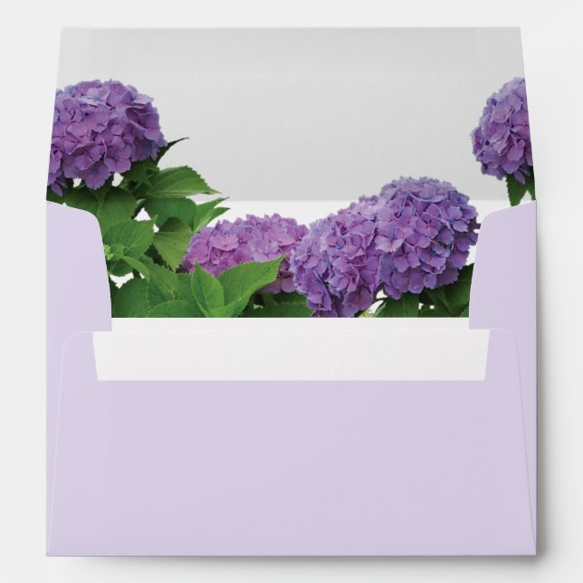 Elegant Purple Hydrangea 5x7 Wedding Invitation  Envelope (Back (Bottom))